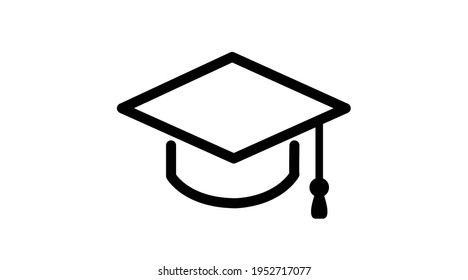 Graduation Cap Icon. Vector black isolated illustration