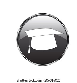 Graduation cap icon - vector button