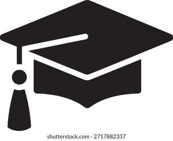 Icono de gorra de graduación Vector arte de línea limpia educación simple diseño de símbolos académicos para la escuela y gráficos de aprendizaje Vector de sombrero de graduación	