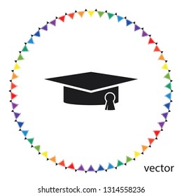 Graduation cap icon, vector design element