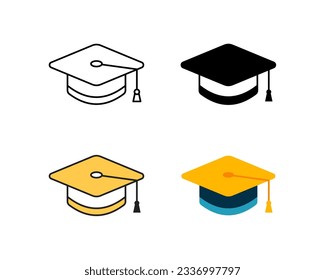 diseño vectorial de icono de tapón de graduación en 4 líneas de estilo, glifo, duotono y plano