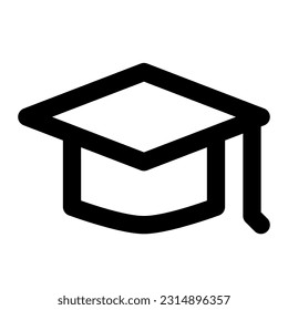 graduation cap icon vector designed in outline lineal bold rounded style (32px artboard 2px stroke)