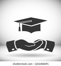 Graduation cap icon. Vector  Eps 10 