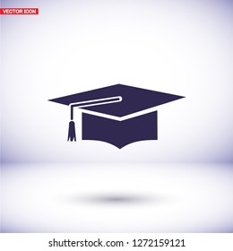 Graduation cap icon. Vector  Eps 10 