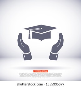 Graduation cap icon. Vector Eps 10