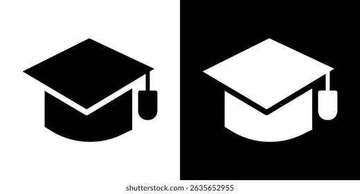 Graduation cap icon Vector in flat style. Collection silhouettes