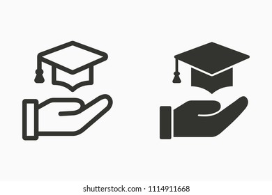 Graduation cap icon. Vector illustration on a white background.