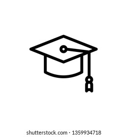 Graduation Cap Icon Vector Illustration in Line Style for Any Purpose