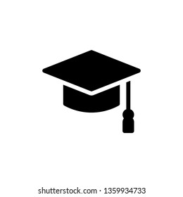 Graduation Cap Icon Vector Illustration in Glyph Style for Any Purpose