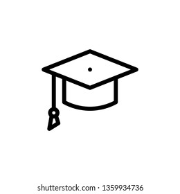 Graduation Cap Icon Vector Illustration in Line Style for Any Purpose