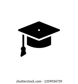 Graduation Cap Icon Vector Illustration in Glyph Style for Any Purpose