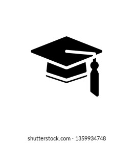 Graduation Cap Icon Vector Illustration in Glyph Style for Any Purpose