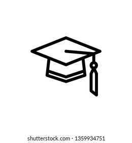 Graduation Cap Icon Vector Illustration in Line Style for Any Purpose