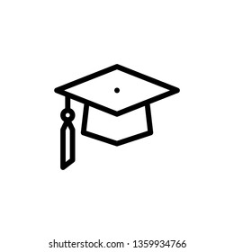 Graduation Cap Icon Vector Illustration in Line Style for Any Purpose