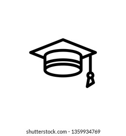 Graduation Cap Icon Vector Illustration in Line Style for Any Purpose