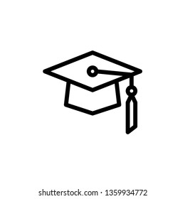 Graduation Cap Icon Vector Illustration in Line Style for Any Purpose
