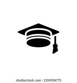 Graduation Cap Icon Vector Illustration in Glyph Style for Any Purpose