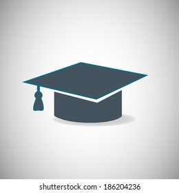 graduation cap icon, vector illustration. Flat design style 