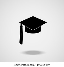 Graduation cap icon, vector illustration