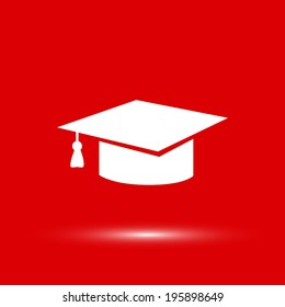 graduation cap icon, vector illustration. Flat design style