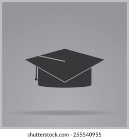 graduation cap icon, vector illustration. Flat design style