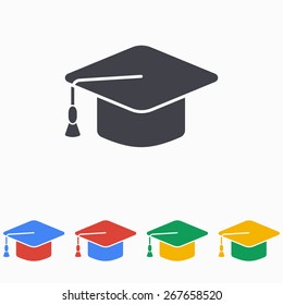 Graduation cap  icon, vector illustration.