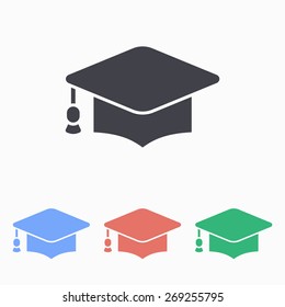 Graduation cap icon, vector illustration.
