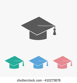 graduation cap icon, vector illustration