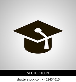 graduation cap icon, vector illustration. Flat design style