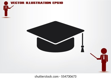 Graduation cap icon vector illustration.