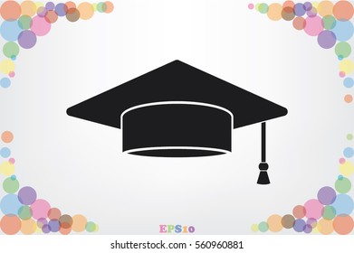 Graduation cap icon vector illustration.