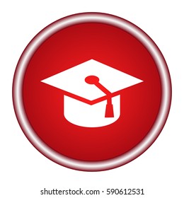 graduation cap icon, vector illustration. Flat design style