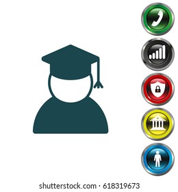 Graduation cap icon. vector illustration