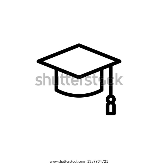 Graduation Cap Icon Vector Illustration Line Stock Image