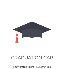 Graduation Cap Icon Vector. Isolated on White Background. Trendy Flat Style.