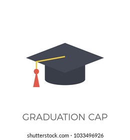 Graduation Cap Icon Vector. Isolated on White Background. Trendy Flat Style.