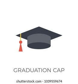Graduation Cap Icon Vector. Isolated on White Background. Trendy Flat Style.