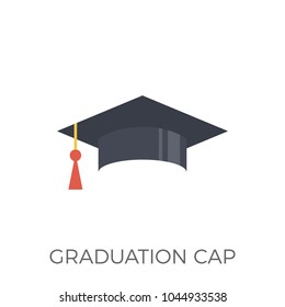 Graduation Cap Icon Vector. Isolated on White Background. Trendy Flat Style.