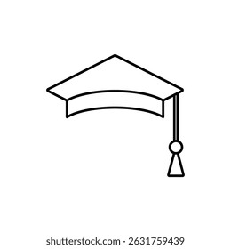 graduation cap icon, vector line isolated on white background. trendy and modern design