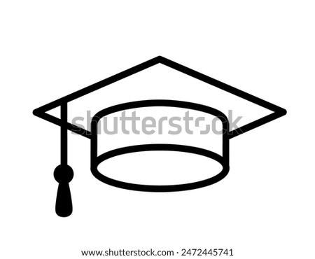 graduation cap icon vector with line design