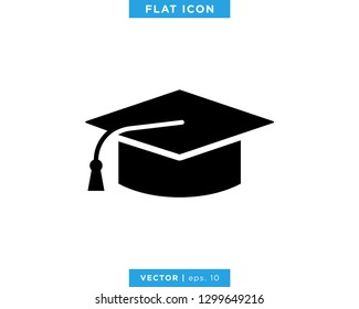 Graduation Cap Icon Vector Logo Design Template