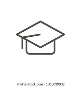 Graduation cap icon vector. Outline students hat. Line college symbol. Trendy flat ui sign design. Thin linear graphic pictogram for web site, mobile application. Logo illustration. 