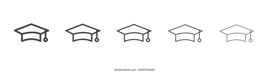 ícone da tampa de graduação vetor contorno conjunto sinal de ilustração