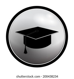 Graduation cap icon - vector round button on light background