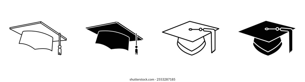 Graduation cap icon vector set. EPS10