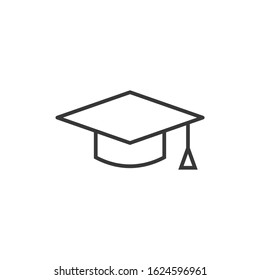 Graduation Cap Icon vector sign isolated for graphic and web design. Graduation Cap symbol template color editable on white background.