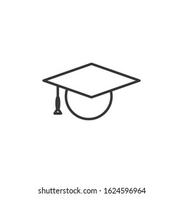 Graduation Cap Icon vector sign isolated for graphic and web design. Graduation Cap symbol template color editable on white background.