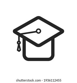 Graduation cap icon vector sign and symbol isolated on white background, Graduation cap logo concept