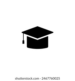 Graduation cap icon vector. Simple design. Black color. Vector illustration.