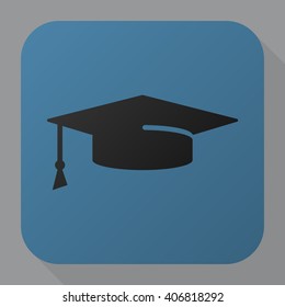 Graduation cap icon vector, solid illustration, pictogram isolated on gray